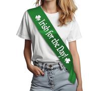 Irish for the Day Sash - Green with Silver Text - St Patrick's Day Irish Sash