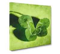 Irish Four Leaf Clover Canvas Print | Gallery Wrapped 30mm Frame Wall Art | 20x20 inches | Ready to Hang | Modern Floral Picture | Living Room Bedroom Lounge Office