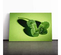 Irish Four Leaf Clover Canvas Print | Gallery Wrapped 30mm Frame Wall Art | 24x16 inches | Ready to Hang | Modern Floral Picture | Living Room Bedroom Lounge Office