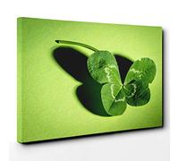 Irish Four Leaf Clover Canvas Print | Gallery Wrapped 30mm Frame Wall Art | 30x20 inches | Ready to Hang | Modern Floral Picture | Living Room Bedroom Lounge Office