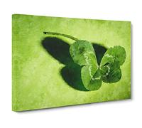 Irish Four Leaf Clover Canvas Print | Gallery Wrapped 30mm Frame Wall Art | 30x20 inches | Ready to Hang | Modern Floral Picture | Living Room Bedroom Lounge Office