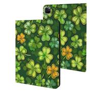 Irish Four Leaf Lucky Clovers Happy St. Patrick's Day Case Compatible for IPAD Pro 20/21/22(11in) Tablet Cases Stand Protective Cover with Sleep/Wake