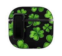 Irish Four Leaf Lucky Clovers Happy St. Patrick's Day Cute Case PC Earbud Cases Protective Cover Compatible for AirPods 4