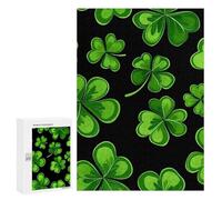 Irish Four Leaf Lucky Clovers Happy St. Patrick's Day Jigsaw Puzzles for Adults 300 PCS Wooden Puzzles Unique Puzzle Gifts