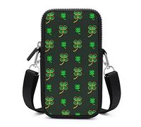 Irish Four Leaf Lucky Clovers Happy St. Patrick's Day Mini Crossbody Bag Cute Phone Pouch Shoulder Bags Purse Wallet for Women Men Teenage Girl Gifts