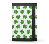 Irish Four Leaf St-Patrick's-Days Trifold Wallet Portable Slim Purse Wallet Card Holder with Zip for Men Women