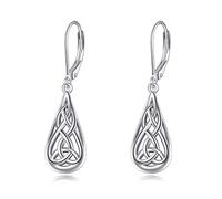 Irish Gifts Celtic Jewellery Earrings Sterling Silver Teardrop Dangle Earrings Celtic Knot Jewellery Gifts for Women Girls