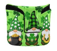 Irish Gnome Shamrock Clover Leaf Green Mallet Style Putter Cover Magnetic Snap Golf Putter Headcover for Men and Women PU Leather Waterproof
