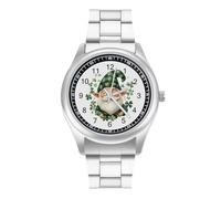 Irish Gnome Shamrocks Trendy Wrist Watches for Men Classic Quartz Stainless Steel Strap Watch