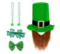 Irish Green Costume Accessories For StPatrick Day Festival Decor Top Beard Hat Party Props Supplies Holiday Decoration Headband With Glasses Celebration Decorations Festival Supplies Green Themed