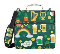 Irish Harp Beer & Rainbow 1.5-Inch 3-Ringing Zipper Binder Organizer with Shoulder Strap & Handle Includes Zip Pocket Portable Home Travel Storage Bag Suitable for Middle School