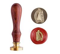 Irish Harp Wax Seal Stamp Celtic Harp Vintage Solid Sealing Wax Stamps Traditional Irish Lyre Harp Stamp Lap Harp Instrument Stamp Head with with Rosewood Handle