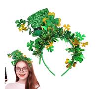 Irish Headband, Headband | Green Four Leaf Headbands for St Patrick's Day,Irish Day Carnival Headbands with Bowler Hat