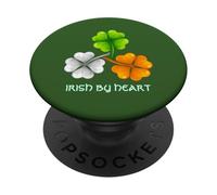 Irish Heart Shamrock Design, Ireland Flag Clover Graphic PopSockets Adhesive PopGrip