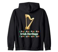 Irish Heritage Harp Design, Ireland Shamrock Tricolor Zip Hoodie