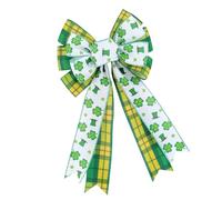 Irish Holiday Bowknots Accessory For Wreath Outdoor Decorations Large Green And White Burlap Clovers Bowknot Party Supplies
