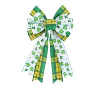 Irish Holiday Bowknots Accessory For Wreath Outdoor Decorations Large Green And White Burlap Clovers Bowknot Party Supplies