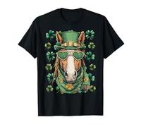 Irish Horse with Hearts Sunglasses Shamrocks St Patricks Day T-Shirt