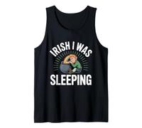 Irish I was Sleeping Fun St Patricks Day Leprechaun Rainbow Tank Top