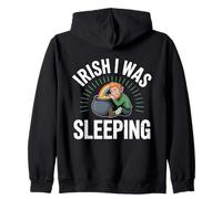 Irish I Was Sleeping Fun St Patricks Day Leprechaun Rainbow Zip Hoodie