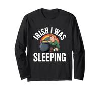 Irish I was Sleeping St Patricks Day Fun Leprechaun Rainbow Long Sleeve T-Shirt