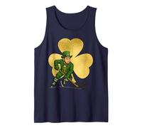 Irish Ice Hockey University Fighting Big Shamrock Leprechaun Tank Top