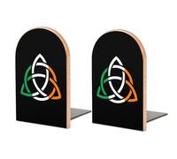 Irish Ireland Celtic Tribal Cute Book Ends for Shelves Wood Non-Slip Bookends Stand for Reading Decoration