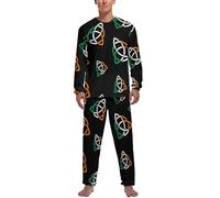 Irish-Ireland-Celtic-Tribal Mens Pyjamas Set Long Sleeve Casual Loungewear 2 Piece