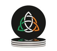 Irish Ireland Celtic Tribal Round Ceramic Coasters Non-Slip Cork Base Drinks Holder Craft 4PCS