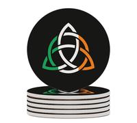 Irish Ireland Celtic Tribal Round Ceramic Coasters Non-Slip Cork Base Drinks Holder Craft 6PCS