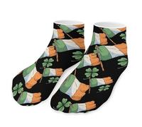 Irish Ireland Flag Clovers Trainer Socks No Show Low Cut Ankle Sock Thin Non Slip Sport Running Sock 1 Packs