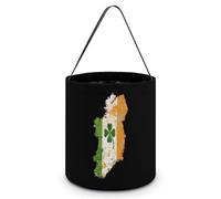 Irish Ireland Map Flag Clovers Large Easter Basket Candy Bags Canva Tote Bag Portable Hallowee Bucket