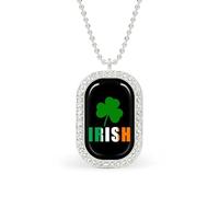 Irish Ireland Shamrocks St Patricks Day Pendant Necklace Fashion Jewelry Square Pendant with White Drill Border One Size