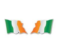 Irish Ireland Wavy Flag Vinyl Sticker, Pack of 2, for Car, Van, Laptop, Helmet, 60mm x 40mm Each, Waterproof and Weather Proof, External Grade Vinyl