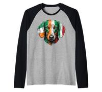 Irish Italian Flag Dachshund Dog Wiener Dog Mixed Heritage Raglan Baseball Tee
