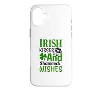 Irish Kisses And Shamrock Wishes St. Patrick's Day Clover Case for iPhone 16 Plus