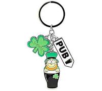 Irish Leprechaun Style Charm Keychain With Pub Sign Charm