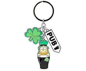 Irish Leprechaun Style Charm Keychain With Pub Sign Charm