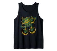 Irish Leprechauns on Crescent Moons in Space Orbiting Saturn Tank Top