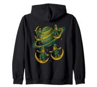 Irish Leprechauns on Crescent Moons in Space Orbiting Saturn Zip Hoodie