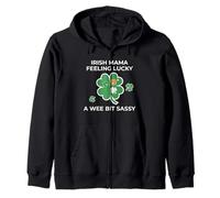 Irish Mama Feeling Lucky - A Wee Bit Sassy Zip Hoodie