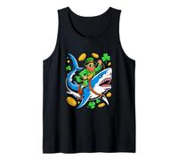 Irish Man Riding Shark Shamrocks Patrick's Day Sea Animal Tank Top