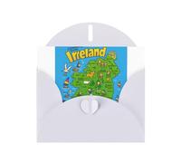 Irish Map With Cartoon Charac Greeting Card With Envelope (160 x 120 mm) for Birthday/Wedding/Invitation/Christmas/New Year