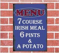 IRISH MEAL Retro Metal Sign Man Cave Bar Pub Plaque Party Vintage Gift