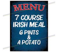 Irish Menu Metal Bar Sign Funny Logo Father's Day Mancave Tin Retro Hanging Wall Plaque Vintage Kitchen Shed Garage Garden Bar Made UK Small (15cm x 10cm)