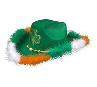 Irish National Day Top Hat Green Cowgirl Hat Wide Brim Fashion Patrick Day Fedora Musical Festival Brimmed Cowboy With Cowboy With Rhinestones Ladies Hats For Women