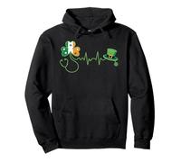 Irish Nurse Stethoscope Heartbeat Shamrock St Patricks Day Pullover Hoodie