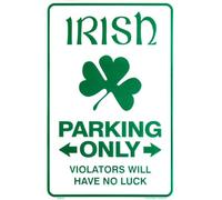 Irish Parking Only Violators No Luck Metal Sign Funny Embossed Plaque Metal Sign Funny Tin Sign 8X12 Inch