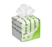 Irish Prayer Hearts and Shamrocks Square Leather Tissue Box Cover Premium Decorative Organizer with Non-Slip Base for Bathroom Vanity Nightstand Countertop