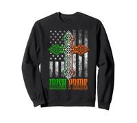 Irish Pride Celtic Cross American Flag USA America Ireland Sweatshirt